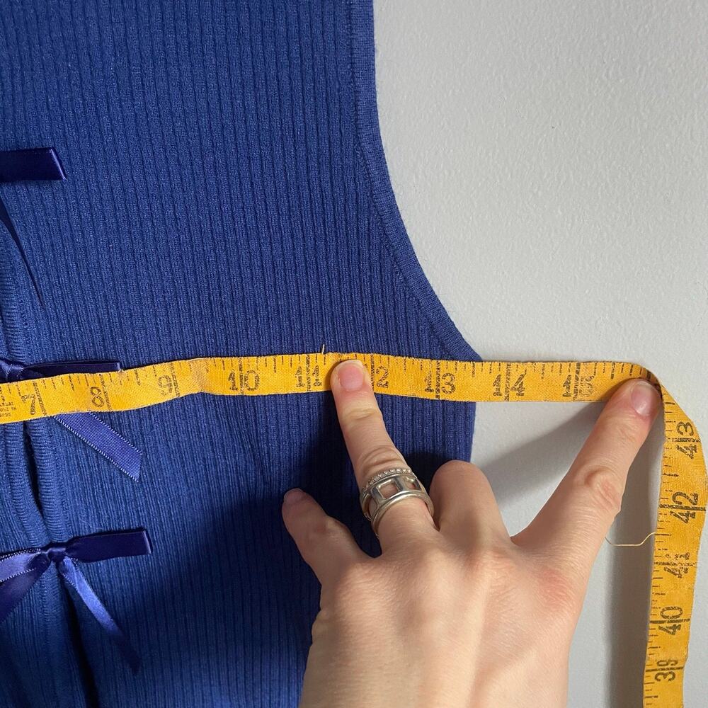 Lelis Collection Cobalt Blue Sleeveless Coquette Bow Ribbed Tank Top size Medium - Picture 8 of 8